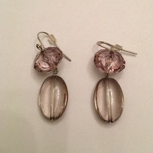 smokey topaz, dusty purple fish-hook earrings